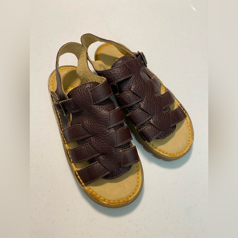 Dr Martens Sailor Fisherman Sandals Kids US 2 Brown Leather AirWair Buckle